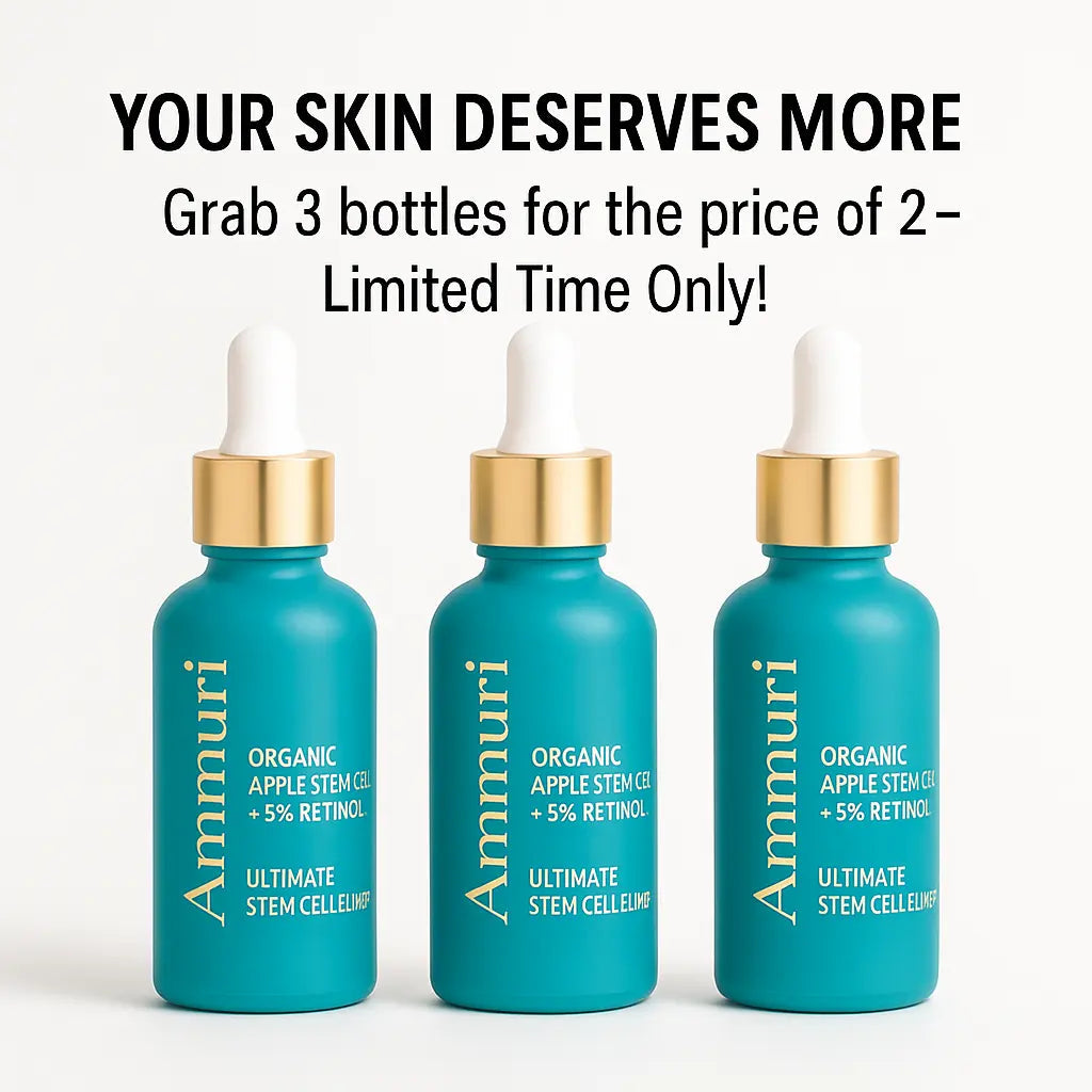 Ammuri 24-Hour Retinol Serum 5% with Apple Stem Cell β Rejuvenating Face Serum for Anti-Aging, Wrinkles & Mature Skin β Brightening, Hydrating & Smoothing Formula β 30ml