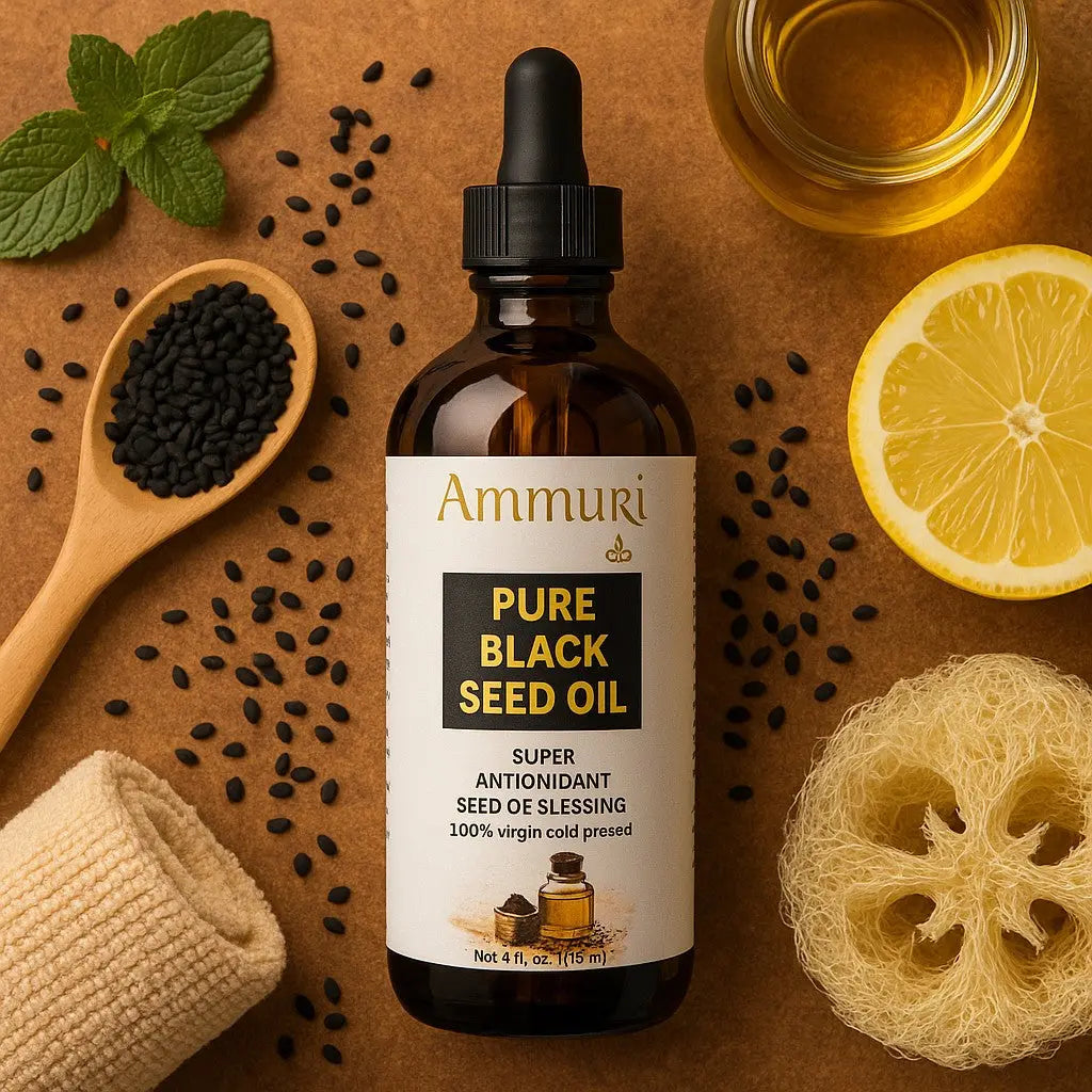 Ammuri Pure Black Seed Oil 100% Cold Pressed – Nigella Sativa | Super Antioxidant for Skin, Hair, Immunity & Joint Support