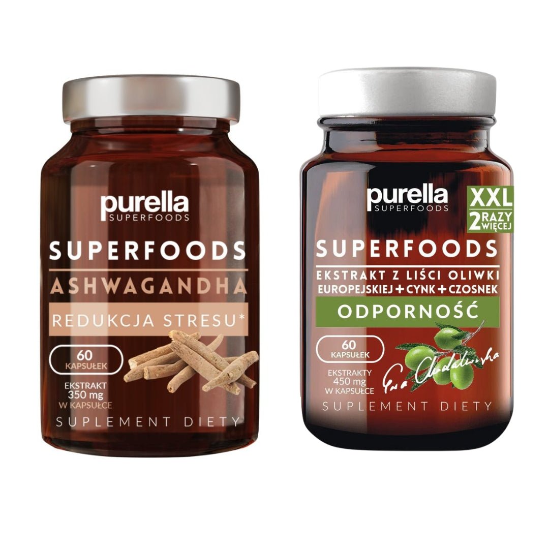 Supplements SET 1+1 FREE: Ashwagandha 60caps + European Olive Leaf extract +Zinc +Garlic 60caps