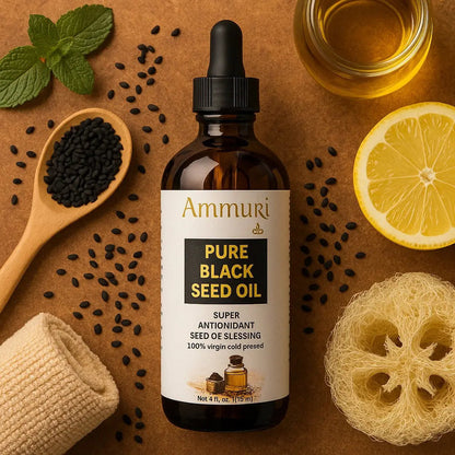 Ammuri Pure Black Seed Oil 100% Cold Pressed – Nigella Sativa | Super Antioxidant for Skin, Hair, Immunity & Joint Support