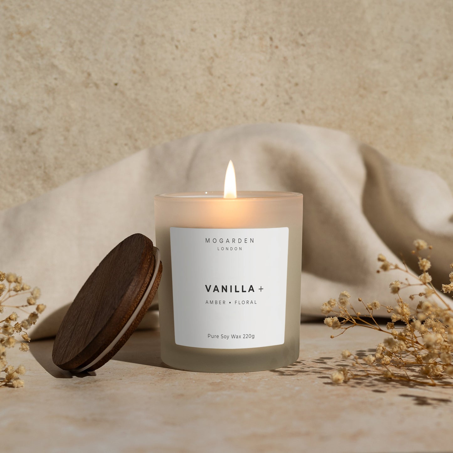 Mogarden Luxury Vanilla Candle Gift, Scented Candles for Women Men, Pure Soy 220g